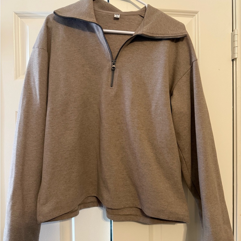Uniqlo Womens Tan Zip-Up Pullover